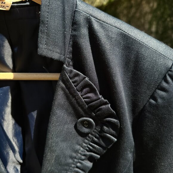 JPR Dark Blue Ruffled Blazer Jacket S: M - Whimsigoth Transitional Y2K - Picture 6 of 9